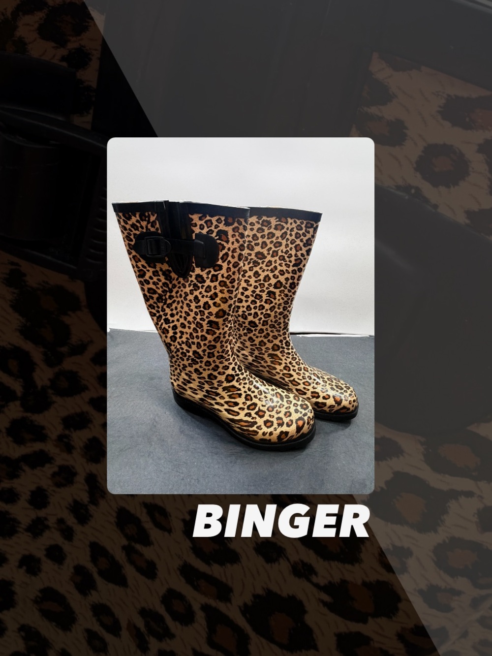 EUC Binger Cheetah Rain Boots